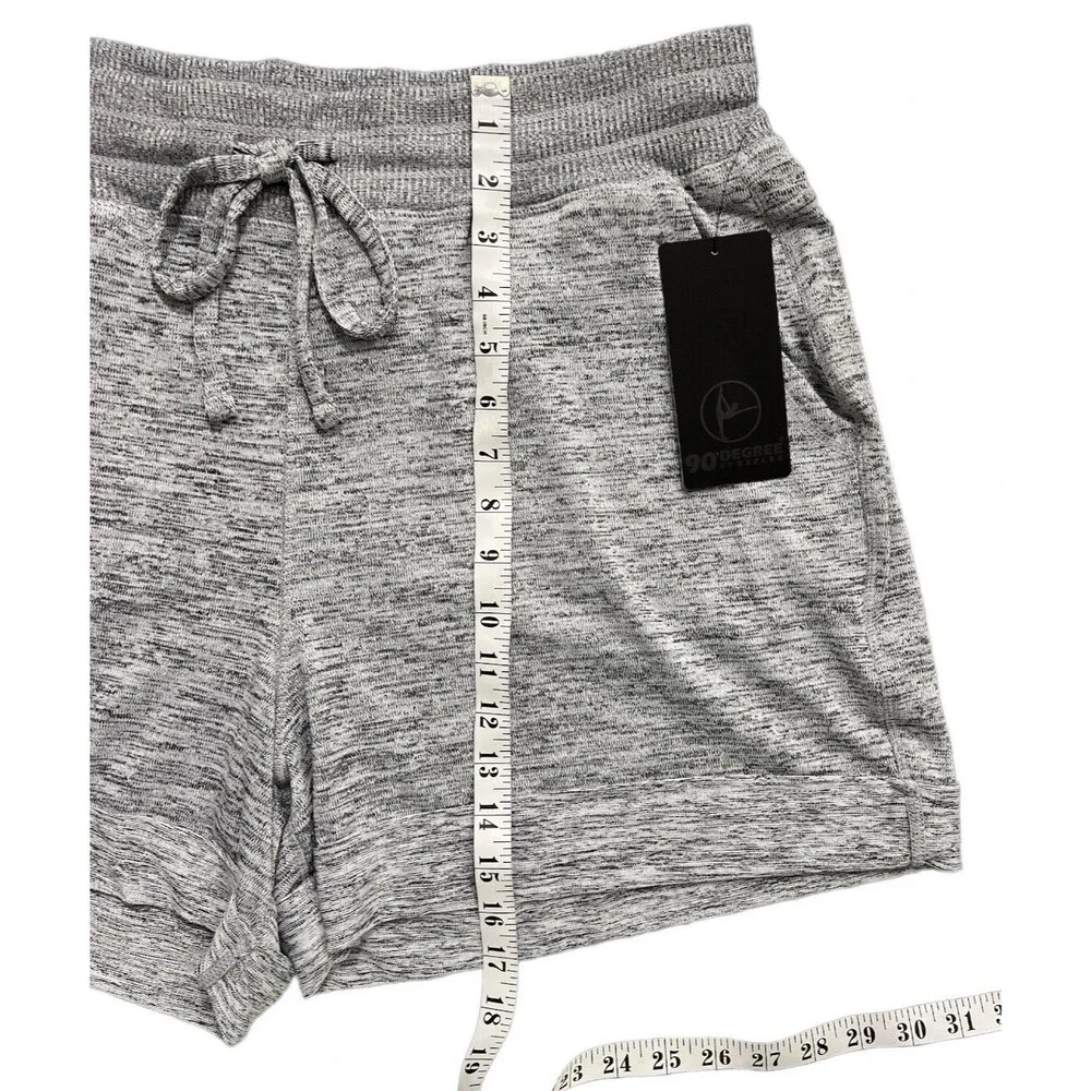 90 Degree Women's Soft Comfy Lounge Shorts w/ Pockets Plus Size 1X Heather Gray